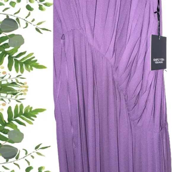 Purple pleated asymmetrical dress | simply Vera Wang | sundress | pleated skirt - Picture 3 of 4